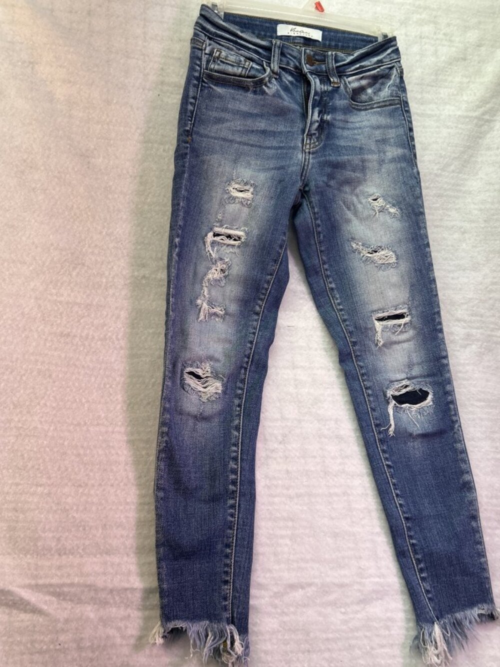 Kancan Signature Skinny Raw Hem Ankle Denim Blue Jeans Distressed Womens Size 24